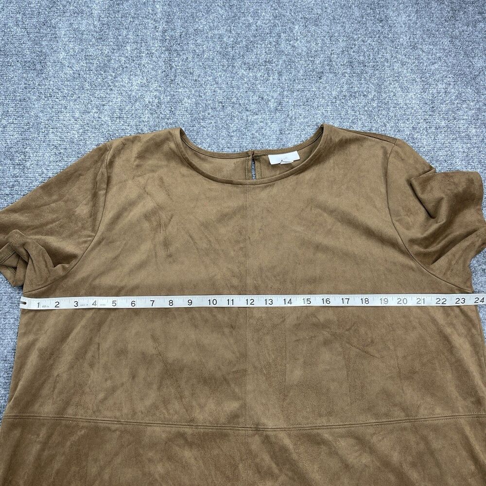 J Jill Faux Suede Top Womens XL Brown Short Sleeve Boho Western Neutral - Picture 6 of 10